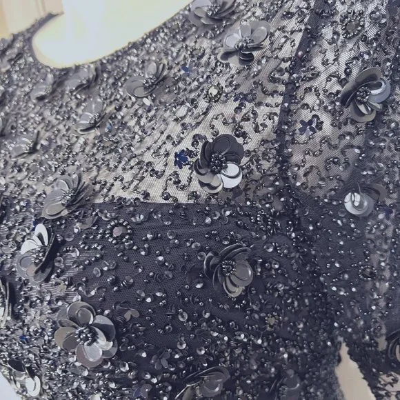 Adrianna Papell Navy Sequin Dress - Picture 4 of 16